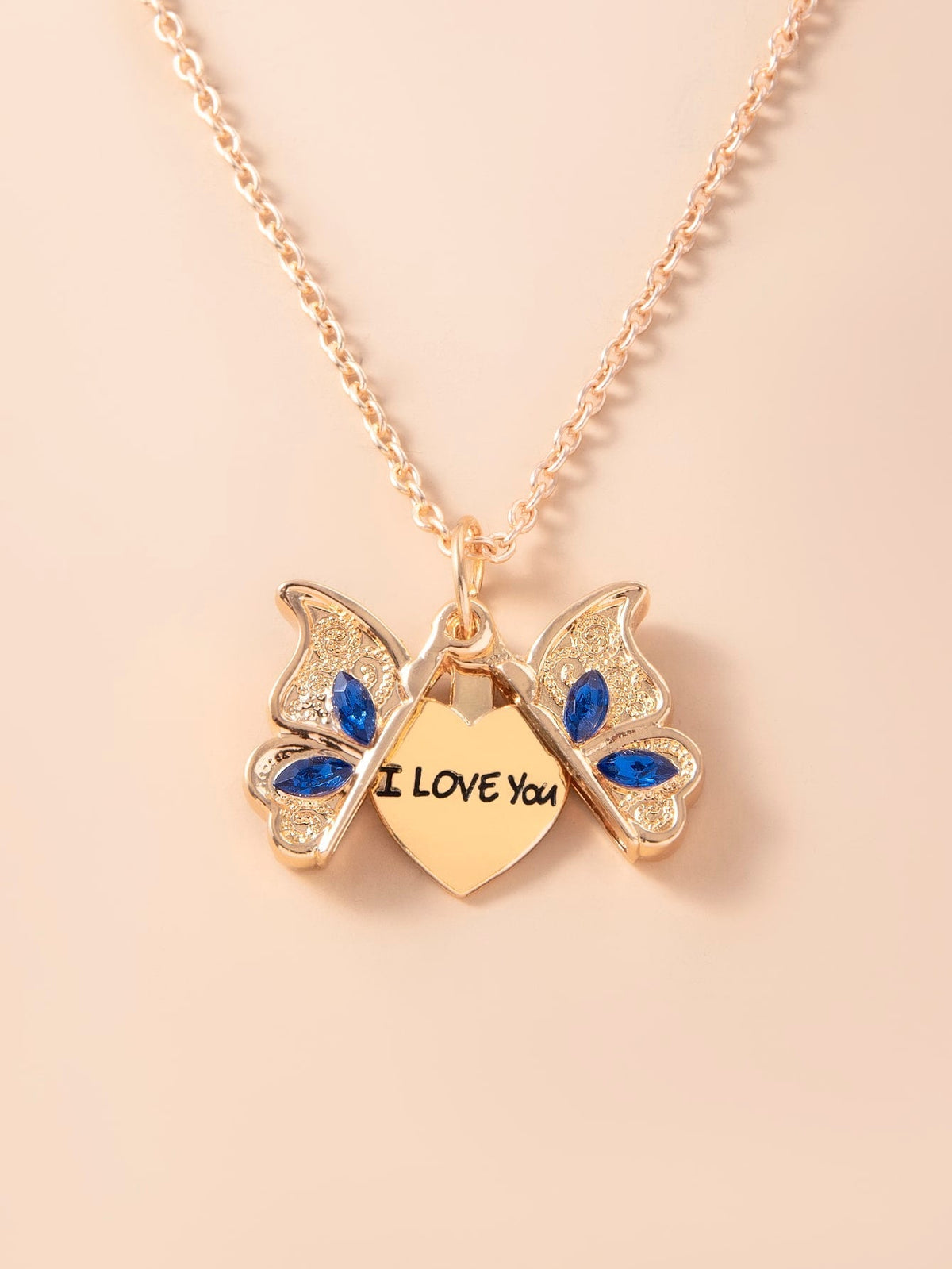 Ouverture papillon je t'aime charme collier enchaîné disponible en argent ou en or cadeau incroyable cadeau contemporain amour minimaliste