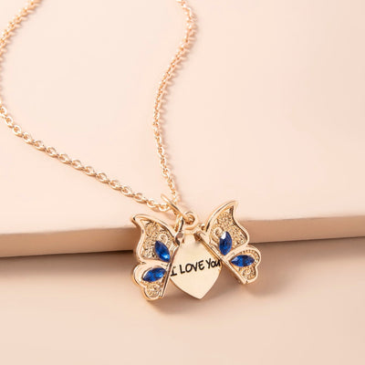 Ouverture papillon je t'aime charme collier enchaîné disponible en argent ou en or cadeau incroyable cadeau contemporain amour minimaliste