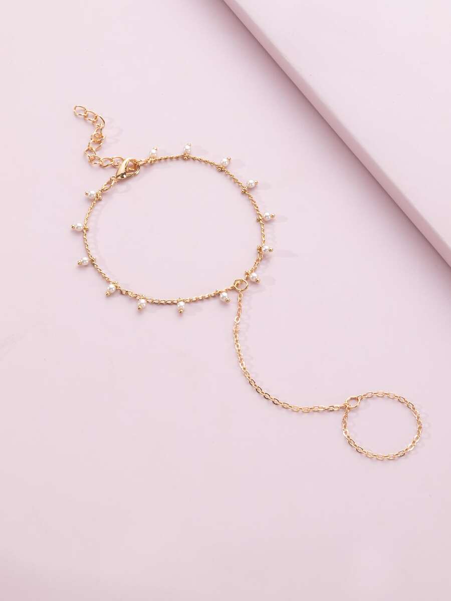 Bracelet bague avec perles d’eau douce