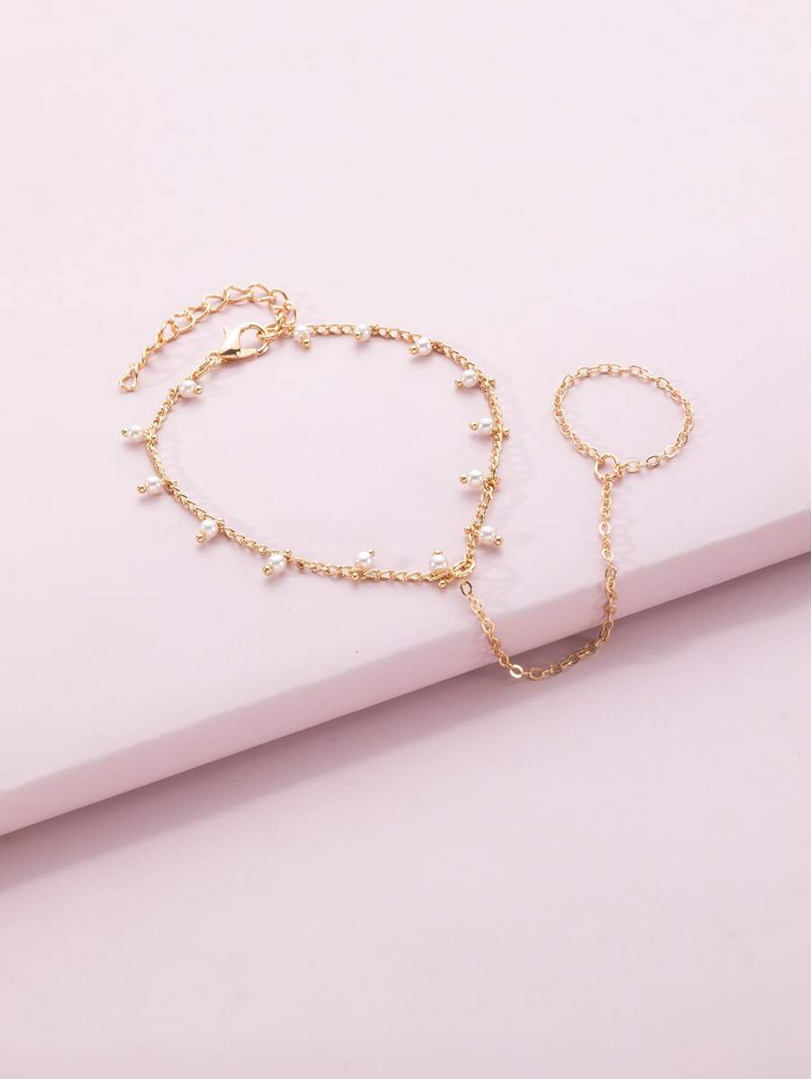 Bracelet bague avec perles d’eau douce