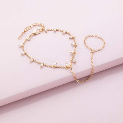 Bracelet bague avec perles d’eau douce