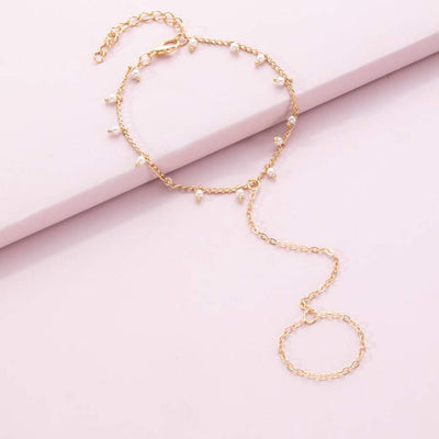 Bracelet bague avec perles d’eau douce