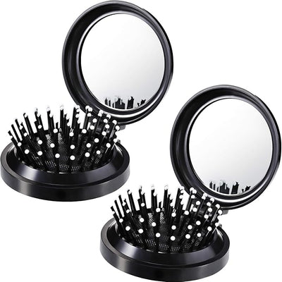 Mini Brosse à Cheveux Pliable avec Miroir – Format Voyage