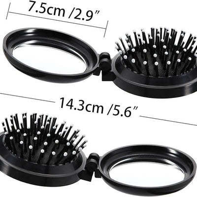 Mini Brosse à Cheveux Pliable avec Miroir – Format Voyage