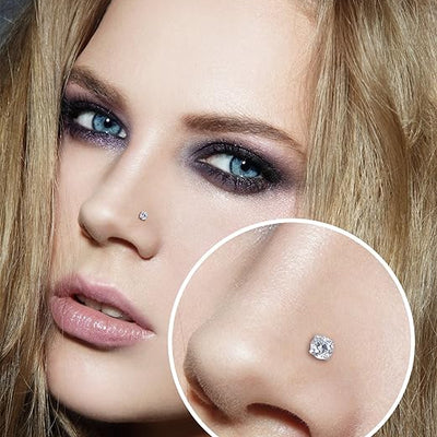 Ensemble de 8 Anneaux de Nez Courbés en Acier Inoxydable avec Zircon, Piercings de Qualité pour Le Corps