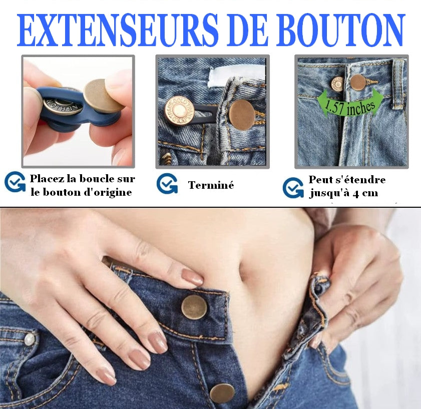 Pack de 10 Extenseurs de Taille pour Pantalons – Boutons Ajustables et Flexibles sans Couture