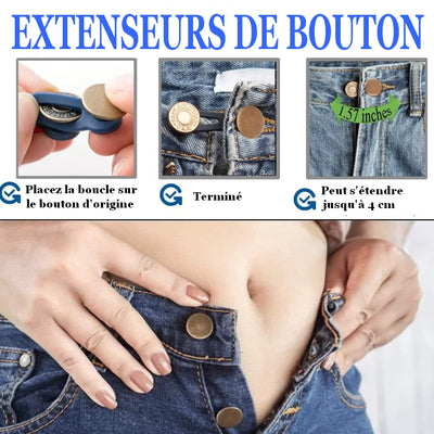 Pack de 10 Extenseurs de Taille pour Pantalons – Boutons Ajustables et Flexibles sans Couture