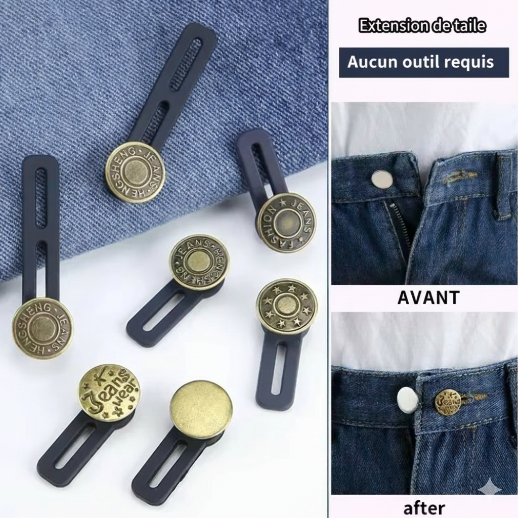 Pack de 10 Extenseurs de Taille pour Pantalons – Boutons Ajustables et Flexibles sans Couture