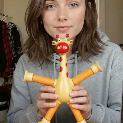 🦒 Jouet Girafe Pop Tube avec Ventouse – Jouet Sensoriel Extensible pour Enfants