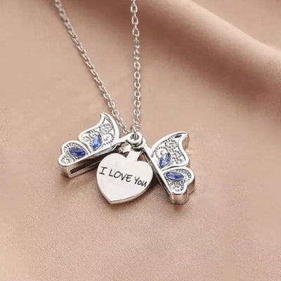 Ouverture papillon je t'aime charme collier enchaîné disponible en argent ou en or cadeau incroyable cadeau contemporain amour minimaliste